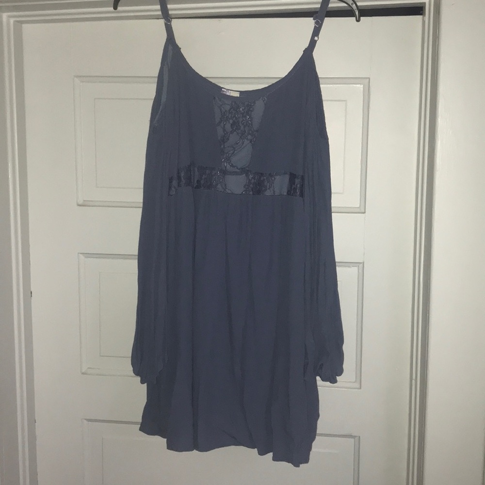 Blue cold shoulder dress
